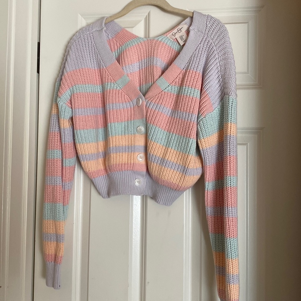 Cropped Pastel Stripe Sweater